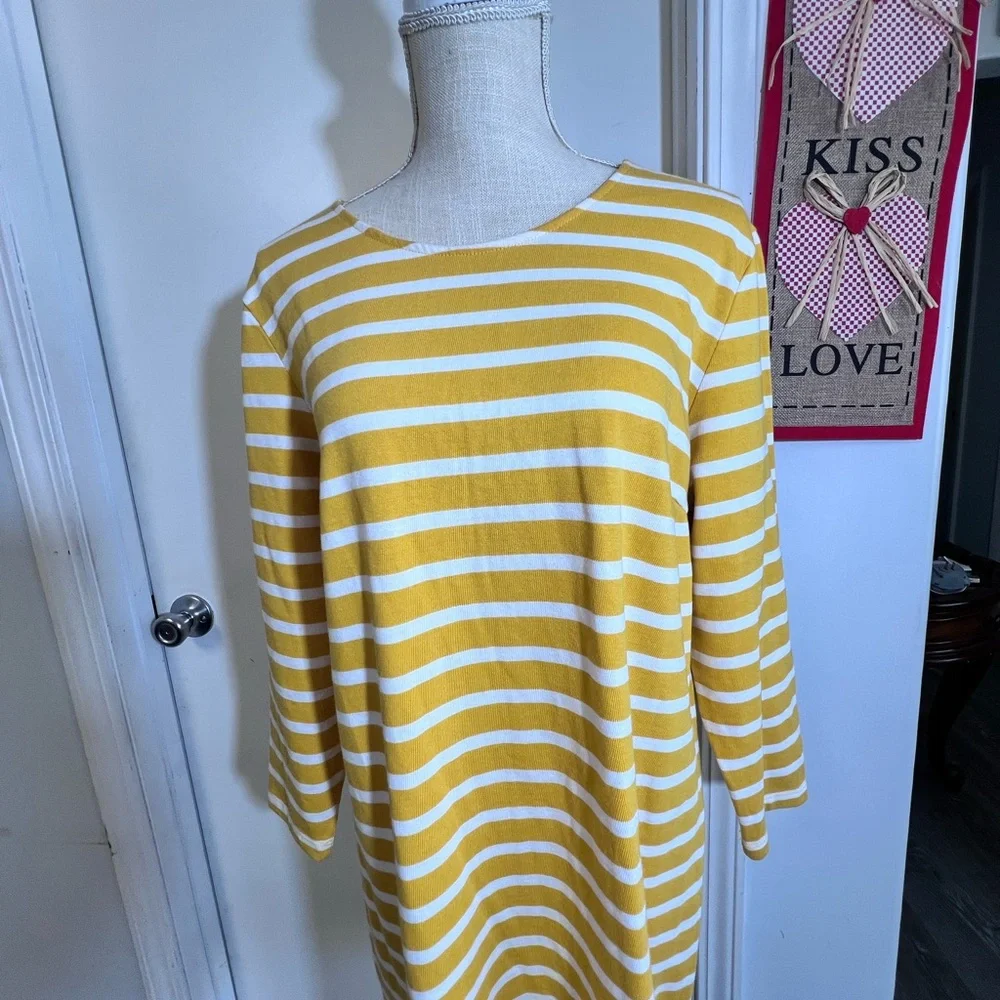 Old Navy Mustard and White Striped Top - Picture 2 of 8
